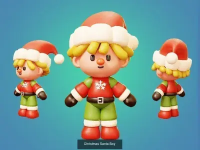 10 Characters Christmas and New Year Theme 3D Model Pack