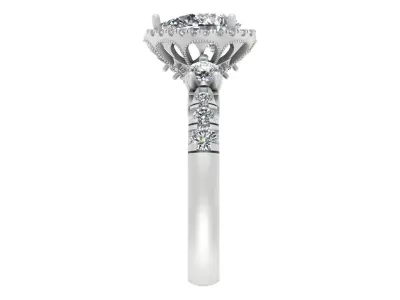 Pear-Cut Blue Gemstone Engagement Ring 3D print model