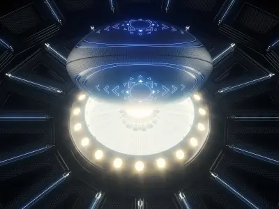 Futuristic Rugby Ball and Stage 3D model