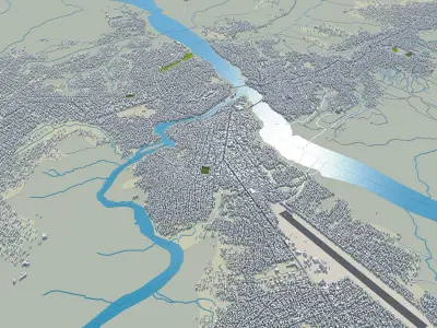 Tshikapa Congo 20km Low-poly 3D model
