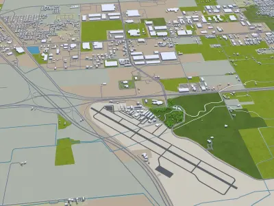 Visalia California USA 25km Low-poly 3D model