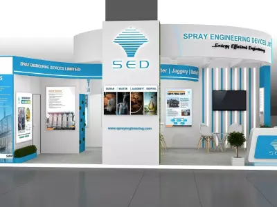 9mtr x 5mtr expo stall 2 side open Exhibition Stand Design Low-poly 3D model