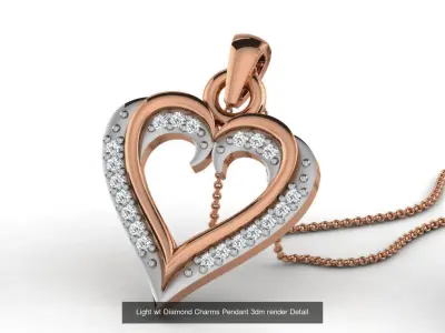 24 Heart Love valentine Light wt Diamond Charms Pendant 3dm  3D Model Pack