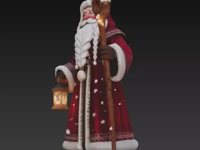 Lantern Keeper Santa - Mystic Winter Sculpture 3D Model 3D print model