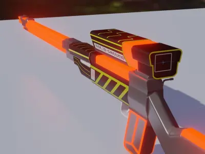 Game Ready Sniper Model gun with orange light Low-poly 3D model