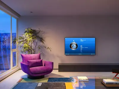 Modern Minimalist City View Living Room 029 3D model