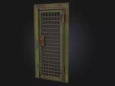 Rusty Grid Door Aged Metal Barrier 3D model