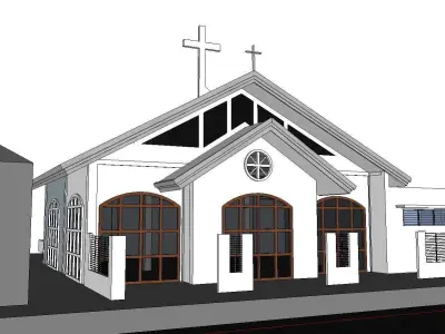 Architecture-Religion-God-Culture-Temple-0131 church with cross 3D model