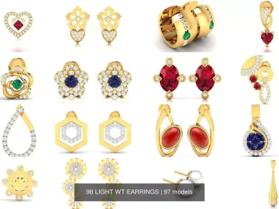 98 LIGHT WT EARRINGS 3D Model Pack