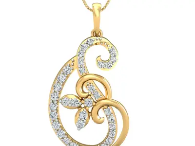Yellow gold diamond pendent-P3 PS-07 3D print model