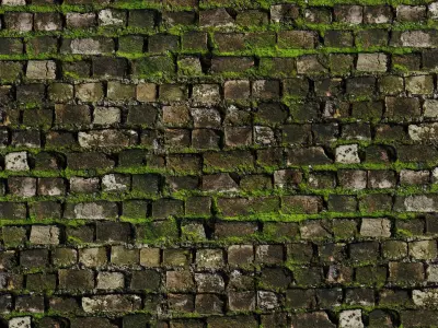 Mossy Old Brick Wall PBR Texture