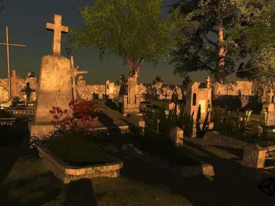 Cemetery Package Low-poly 3D model