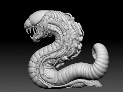 Mecha Worm Creature  High-Detail SciFi 3D Printable Model 3D print model