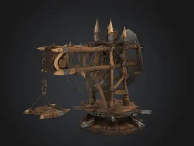 Orcish Catapult Construction Tower STL OBJ 3D model