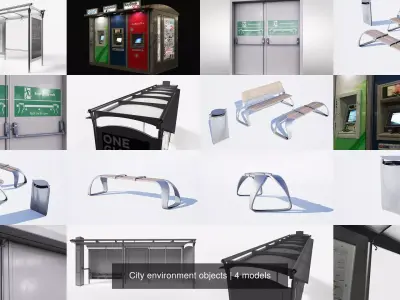 City environment objects 3D Model Pack