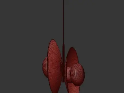 Nouvel pendant light with two circular globes hanging from it 3D model