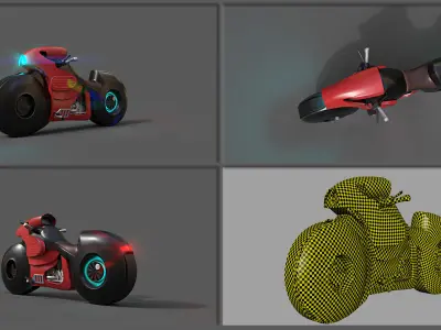 Sci-fi Bikes Pack Game Ready Low-poly 3D model