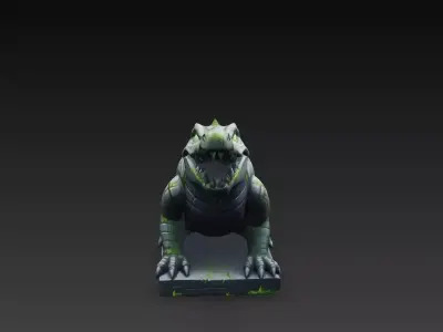 Stone Crocodile Guardian Statue Stylized Fantasy 3D Model 3D model