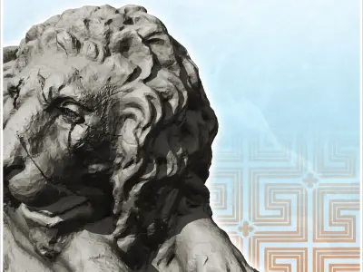 Statue of elongated lion damaged version 3 - Ancient Classic Old 3D print model