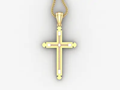 High Cross Pendant Light Gold 18K 4CP098 3D print model