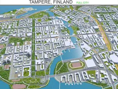 Tampere Finland 60km Low-poly 3D model