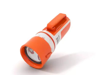 Portable Flashlight Model Pack with Clip and Bright Finish Low-poly 3D model