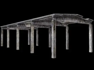 Concretecanopy wooden structure Low-poly 3D model