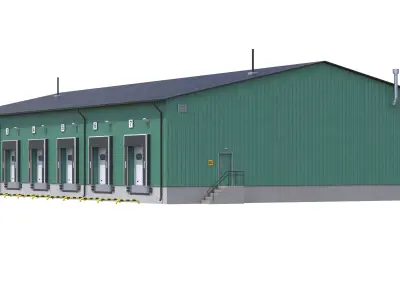 Industrial Building 8 Green Low-poly 3D model