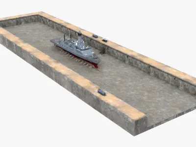  British Naval Warship Type 26 Drydock Grey 