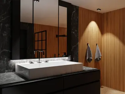 Bathroom modern with walls and marble floors Free 3D model