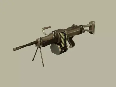 Sci-Fi Negev - Desert - -Machine Gun - Weaponry Low-poly 3D model