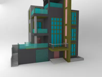 cartoon modern house 3D model