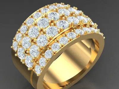 Light Gold Diamond Men Ring 2MR027 3D print model