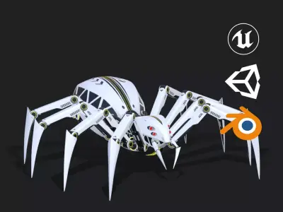 Spider Robot  Low-poly 3D model