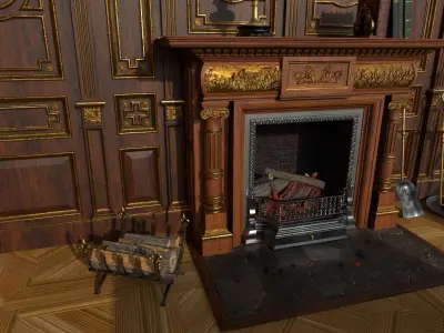 Victorian living room with fireplace 3D model