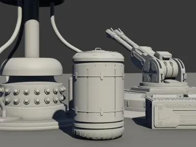 Sci-fi high-poly collection metal box 3D model