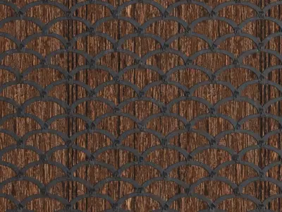 Decorative Iron Lattice Wood Planks PBR Texture