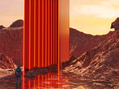 Futuristic sci-fi art Portal in Wastelands 3D model