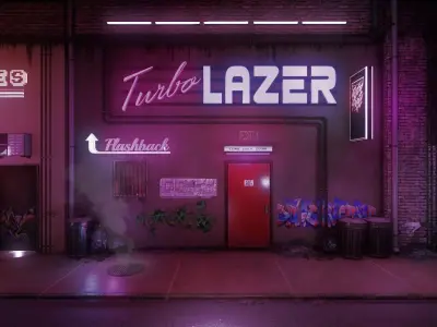 Low-Poly 80s Neon City Scene Pack Low-poly 3D model