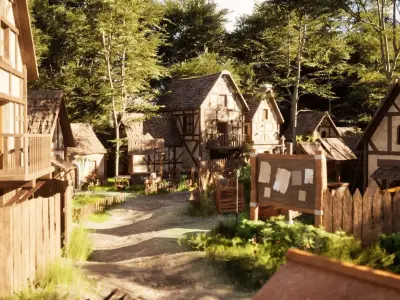 Medieval Village Modular Environment Pack Game Ready Low-poly 3D model