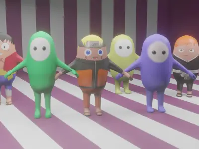 Fall Guys anime style 3D model