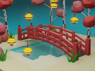 Isometric Garden Low-poly 3D model Low-poly 3D model