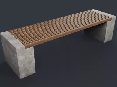Modern Outdoor Bench 24 PBR Game Ready Low-poly 3D model