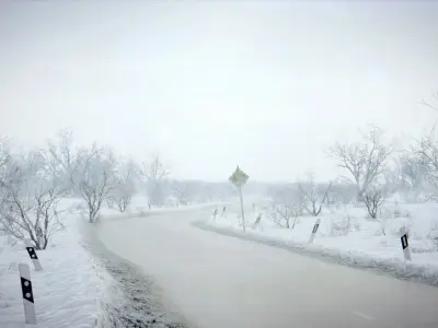 Procedural Winter Road Generator Low-poly 3D model