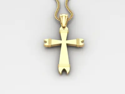Light Gold 18K Cross Pendant 2CP098 3D print model