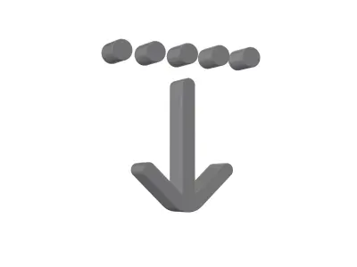 3d arrow down from dotted line Low-poly 3D model