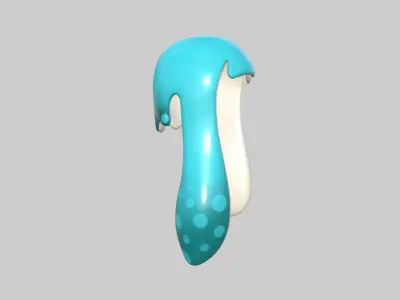 Inkling Hair 05 Light Blue - Splatoon Character Design Low-poly 3D model