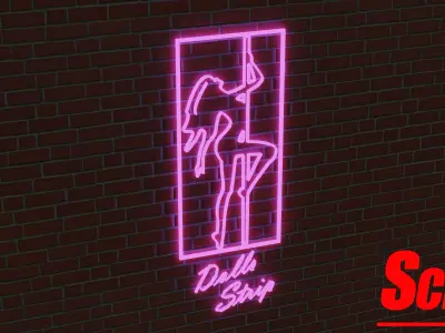 Striptease Signboard Low-poly 3D model