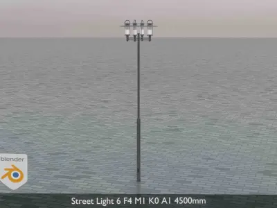 Street Light 6 F4 M1 K0 A1 4500mm  Low-poly 3D model