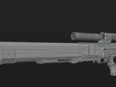 Sci-fi Sniper Rifle Low-poly 3D model